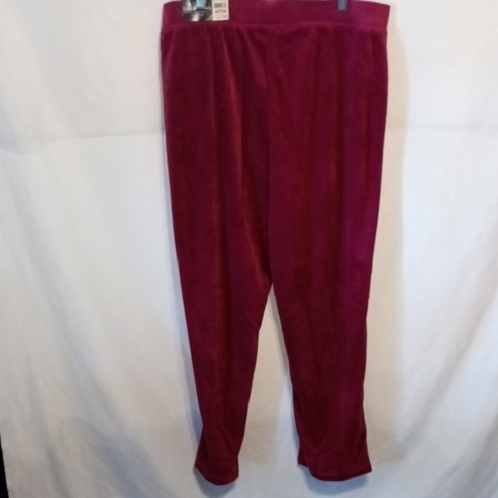 Faded Glory Rich Red Velour Wide Leg Pants - Picture 4 of 5